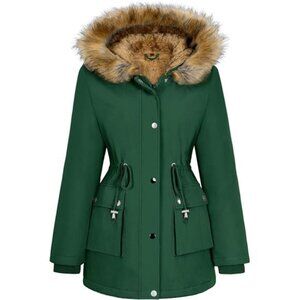 Womens Winter Coat Warm Thicken Puffer Jackets Dark Green